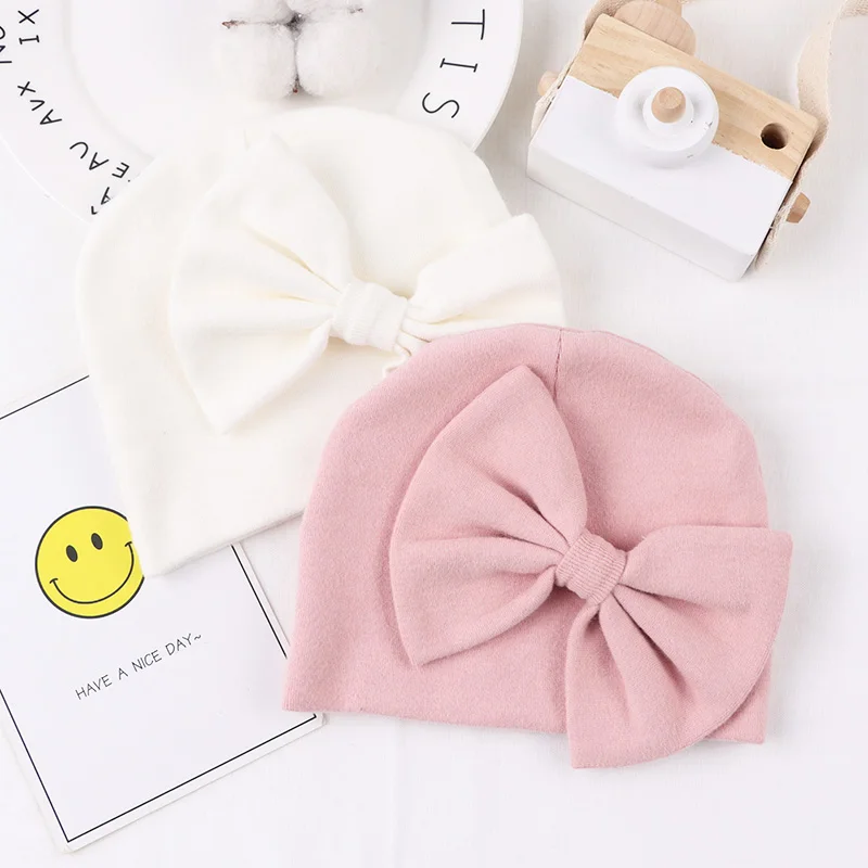 

Newborn Toddler Comfy Bowknot Hospital Cap Baby Accessories Infant Beanie Hat Turban Soft Warm Striped Caps