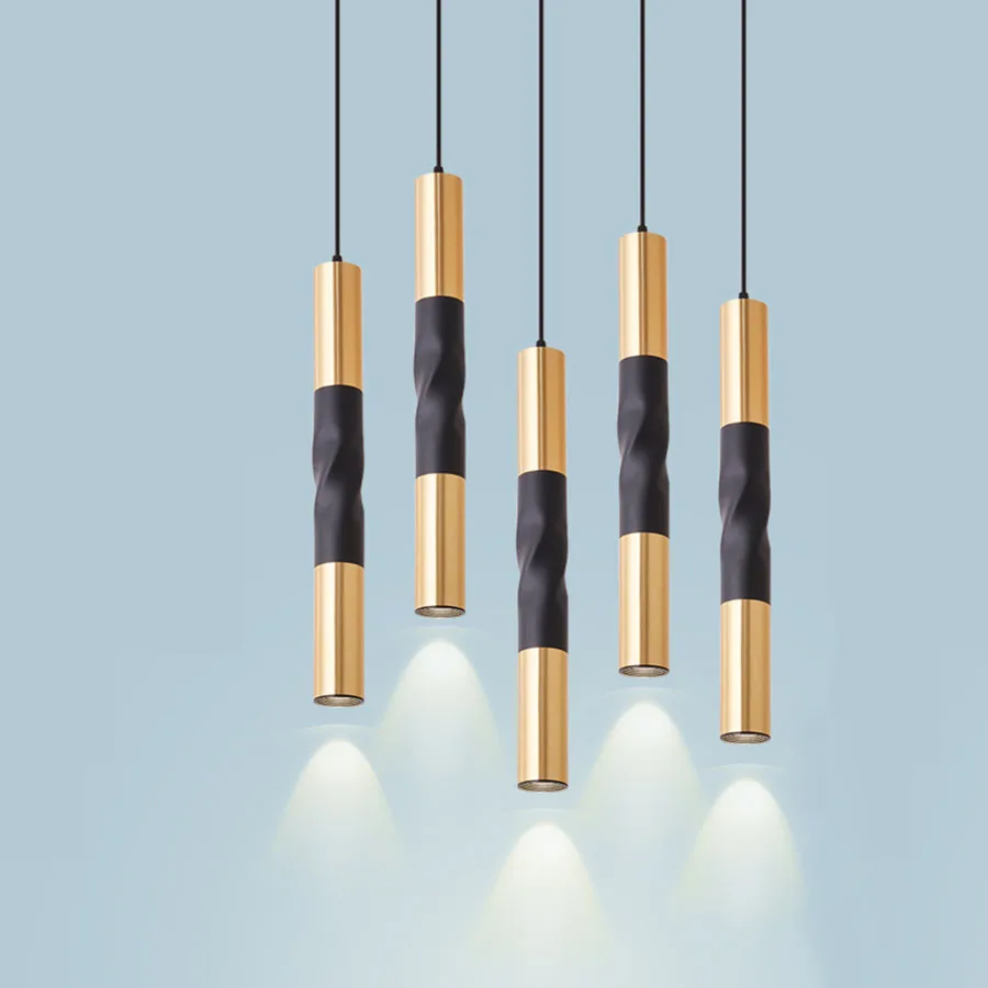 

Long Tube LED Pendant Light Black Golden Restaurant Dinning Room hanging Lamps Kitchen Shop Bar droplight LED Pendant Lamp