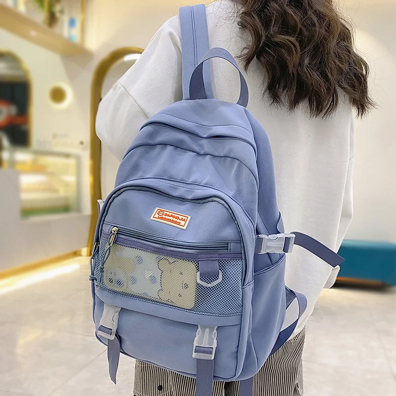 

Ladies Kawaii Student Nylon Mesh Backpack Trendy Cute Girl Travel Bag College Cool Female Fashion Backpack Women Laptop Net Bags