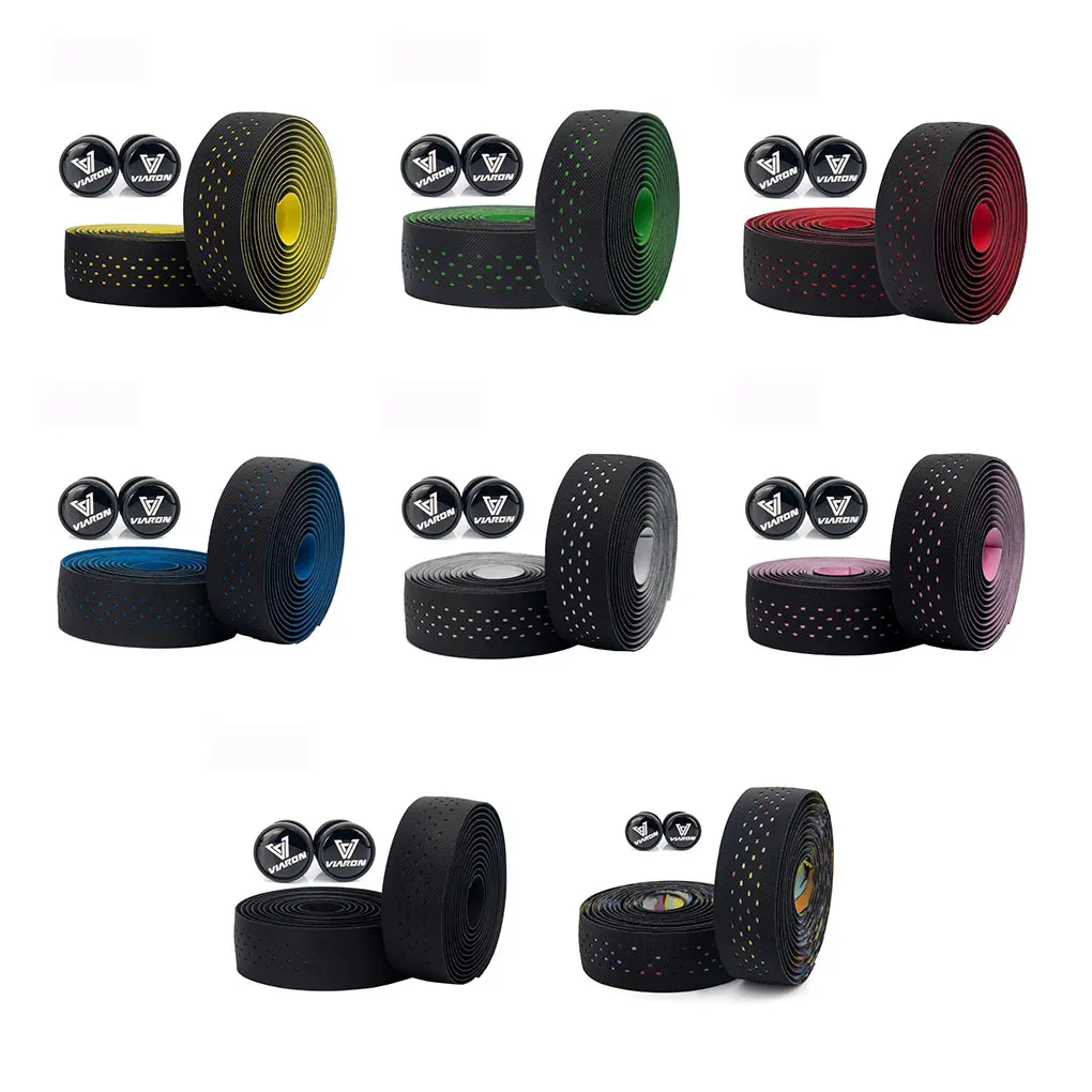 

VIARON Pack of 2 Bike Handlebar Anti-skid Tape Handle Bar Strap Steering Wheel Fishing Rod PU EVA Wrap Black Red
