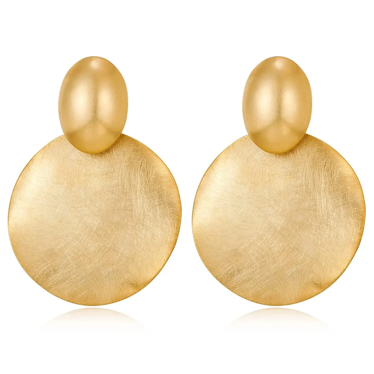 

2023 Big Disc Earrings Gold Dangle Round Hammered For Women