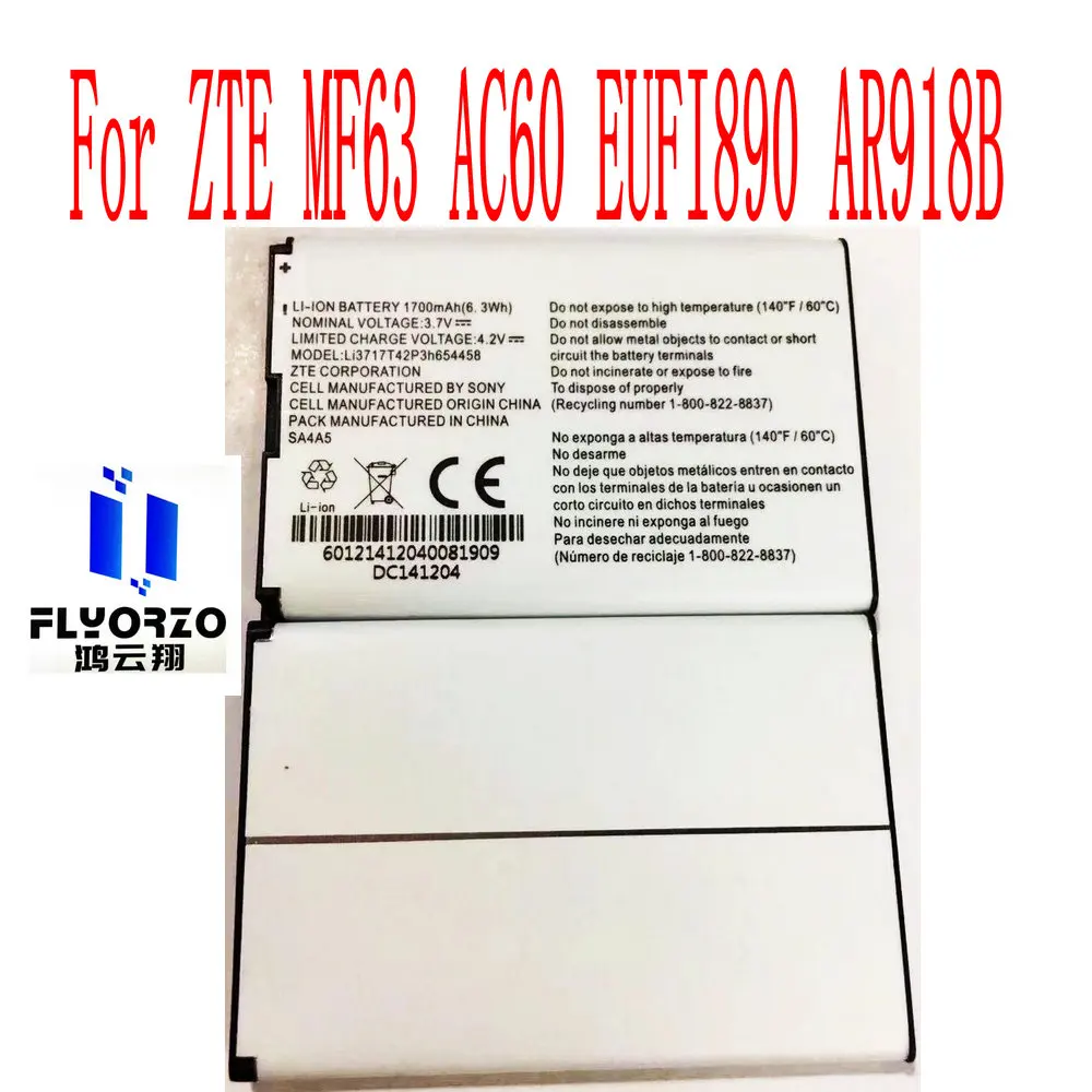 

100% новый высококачественный аккумулятор 1700 мАч Li3717T42P3h654458 для ZTE MF63 AC60 EUFI890 AR918B мобильный телефон