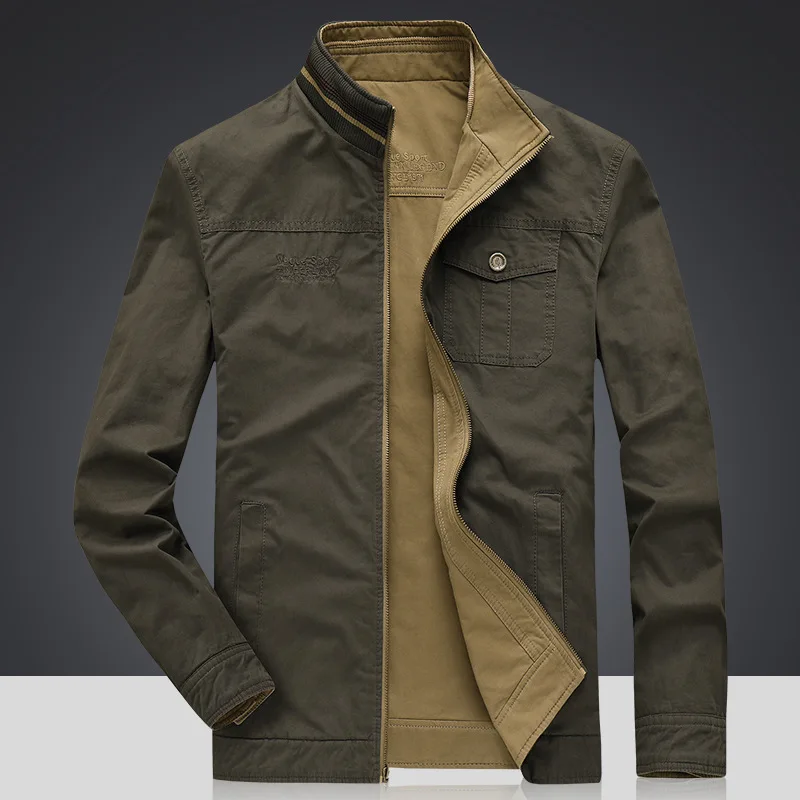 

2022 Men's New Casual Cotton Double-sided Stand Collar Wash Coat for Middle-aged and Elderly