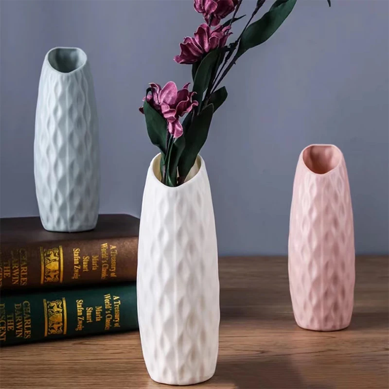 

Non Ceramic Modern Vases Decoration Home Imitation Ceramic Flower Pot Basket Living Room Flower Arrangement Pot Durable