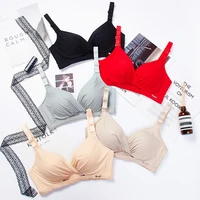 simple solid color wireless women fashion comfortable breathable lingerie female bralette seamless push up underwear girl brassi