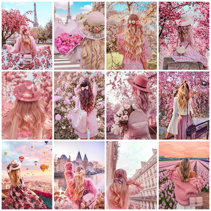 

5D алмазная живопись «сделай сам», красивая серия с розовыми цветами для девушек, вышивка, мозаика, полная вышивка крестиком, набор ручной ра...