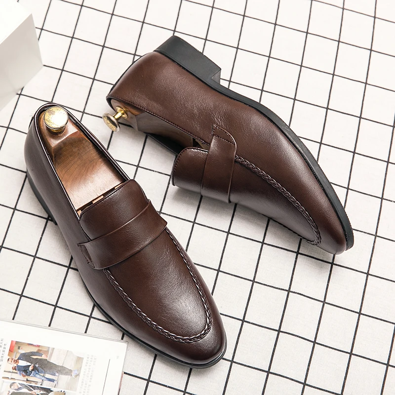 

Men's Genuine Leather Shoes Slip Resistant Casual Shoes Park Walking Shoes Men's Office Business Shoes Simple Flat Shoes