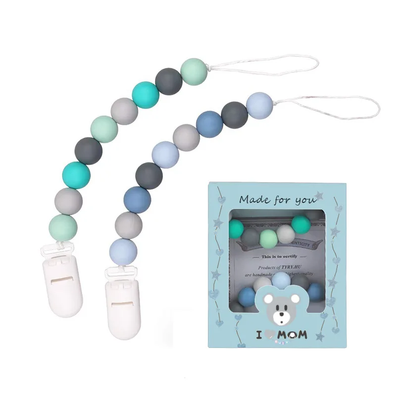 

Baby Pacifier Clip Chain Personalized Holder For Nipples Prevent Chain Clips Silicone Teething Beads Baby Birthday Shower Gift