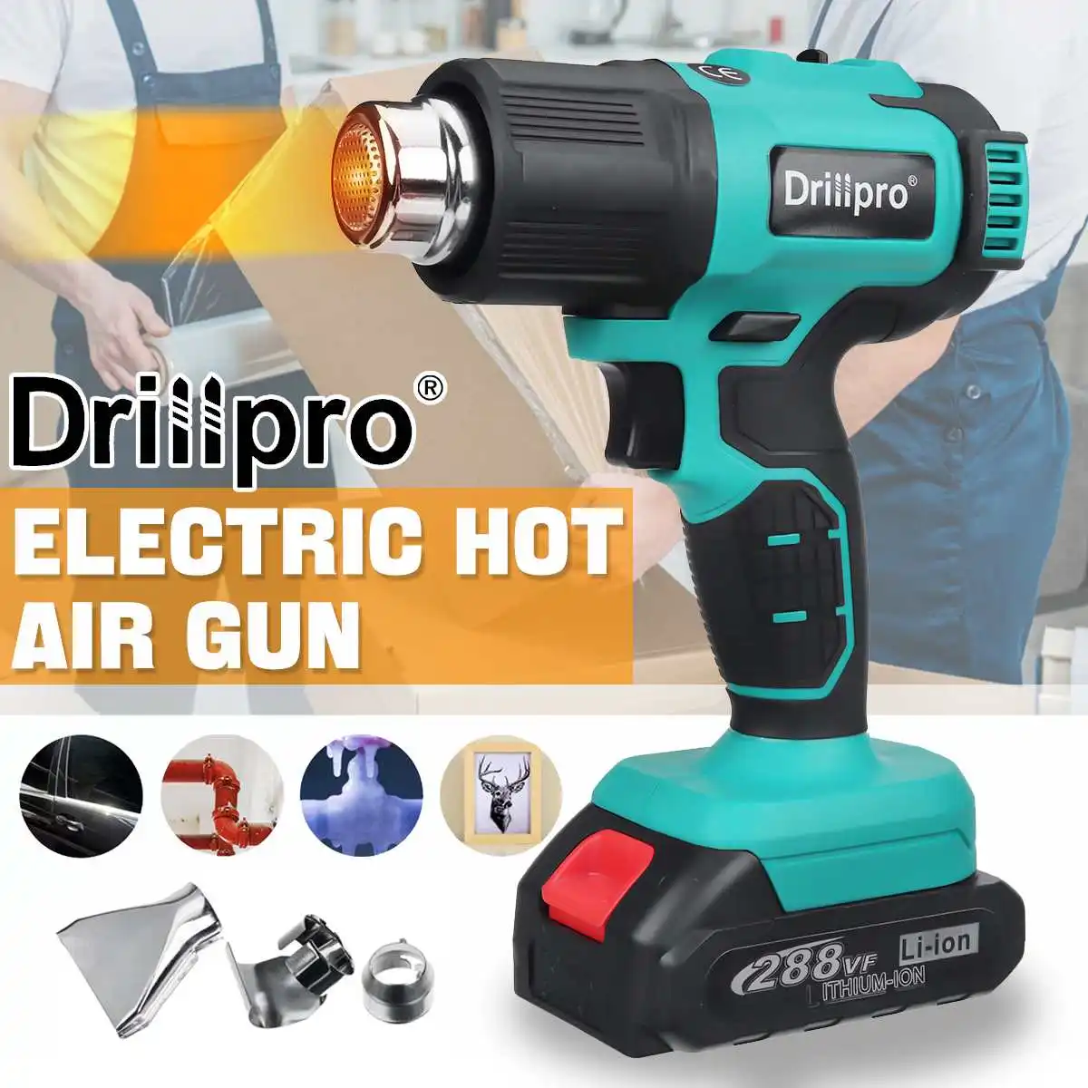 Heat Gun Cordless Hot Air Guns Industrial Hair Dryer Handheld Electric Heat Gun Temperatures Adjustable For 18V Battery