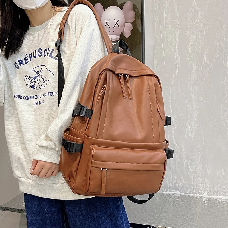 

Annmouler Luxury Women Backpack Fashion Faux Leather Daypack Unisex Large Capacity School Student 4 Colors bolsa feminina