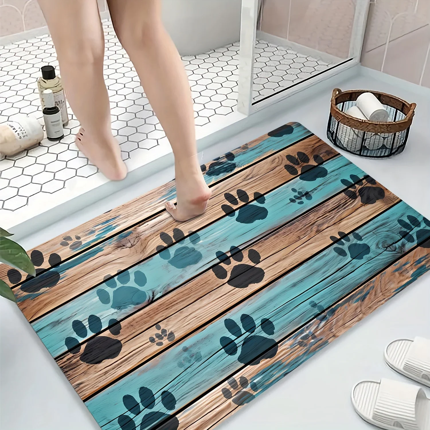 Нескользящий коврик для ванной комнаты с милой собачьей лапой и фермерским