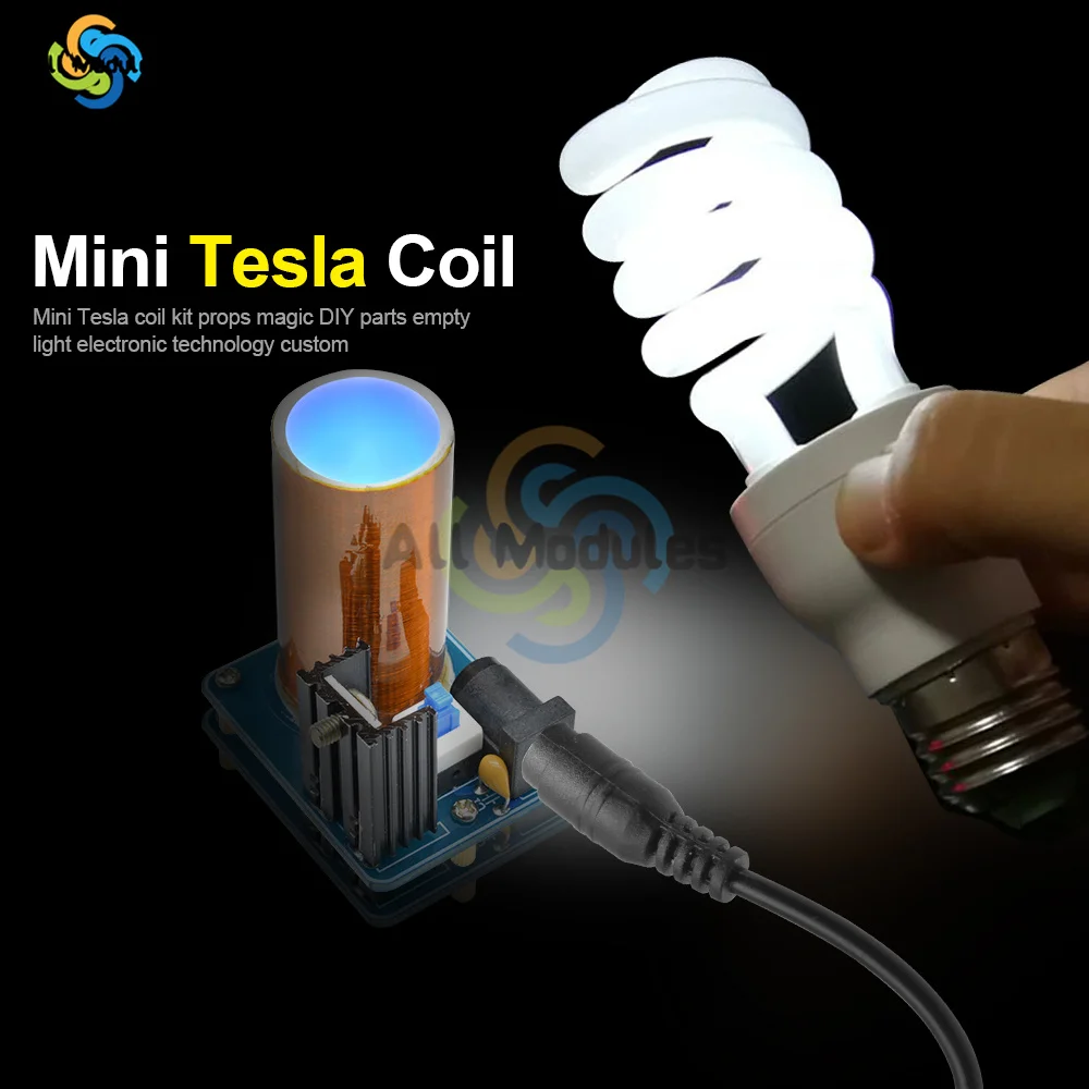 

BD243 Mini Tesla Coil Kit Magic Props DIY Parts Empty Lights Technology Diy Electronics BD243C DIY Mini Tesla Coil Module