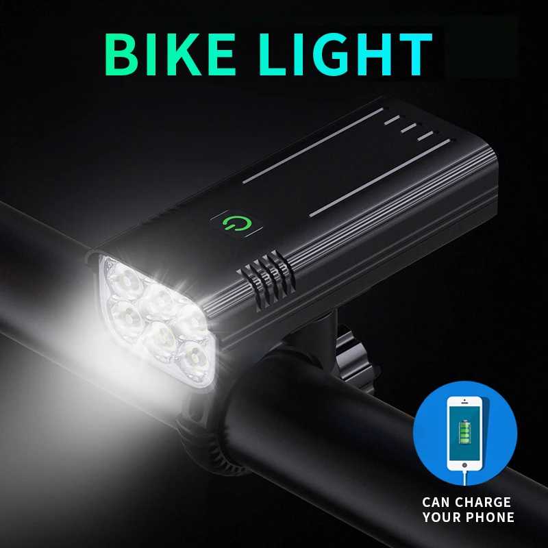 

10000 мАч велосипедный фонарь USB аккумуляторная велосипедная фара 6T6 светодиодный супер яркий фонарик передние фары велосипедный свет