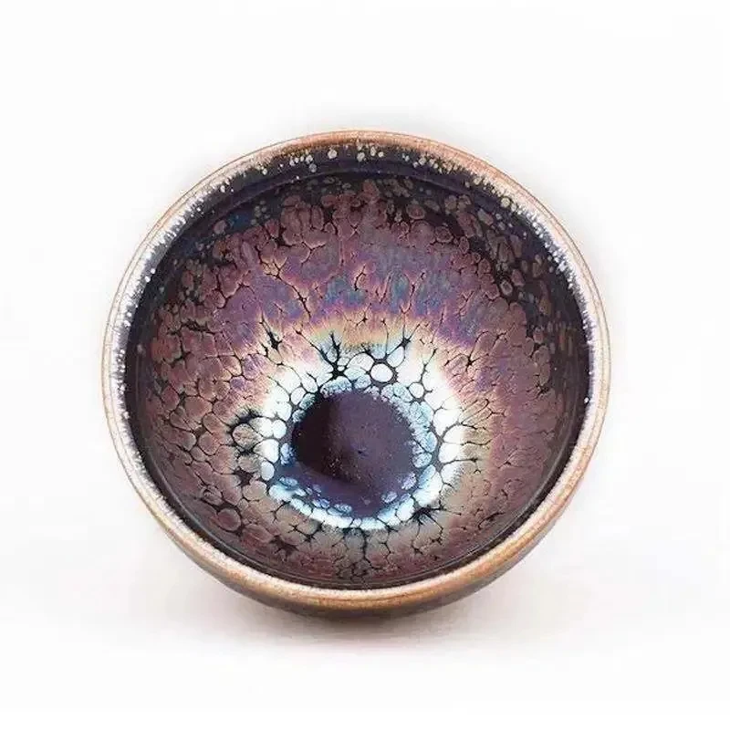 

Beautiful Colorful Tenmokus Teacup Bowl Chinese Original Song Dynasty Craftmenship Natural Glaze in Kiln Handmade