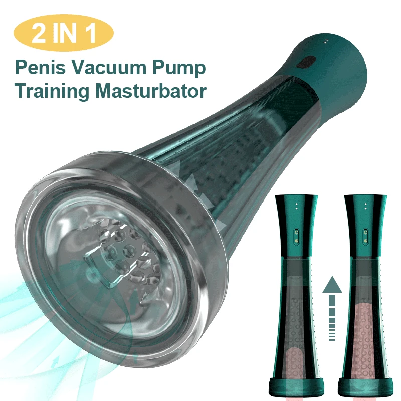 

2 IN 1 Electric Male Penis Pump Vacuum Pump Masturbator Penile Enlargement Enhancer Erection Trainer Adult Tool Sex Toys for Men