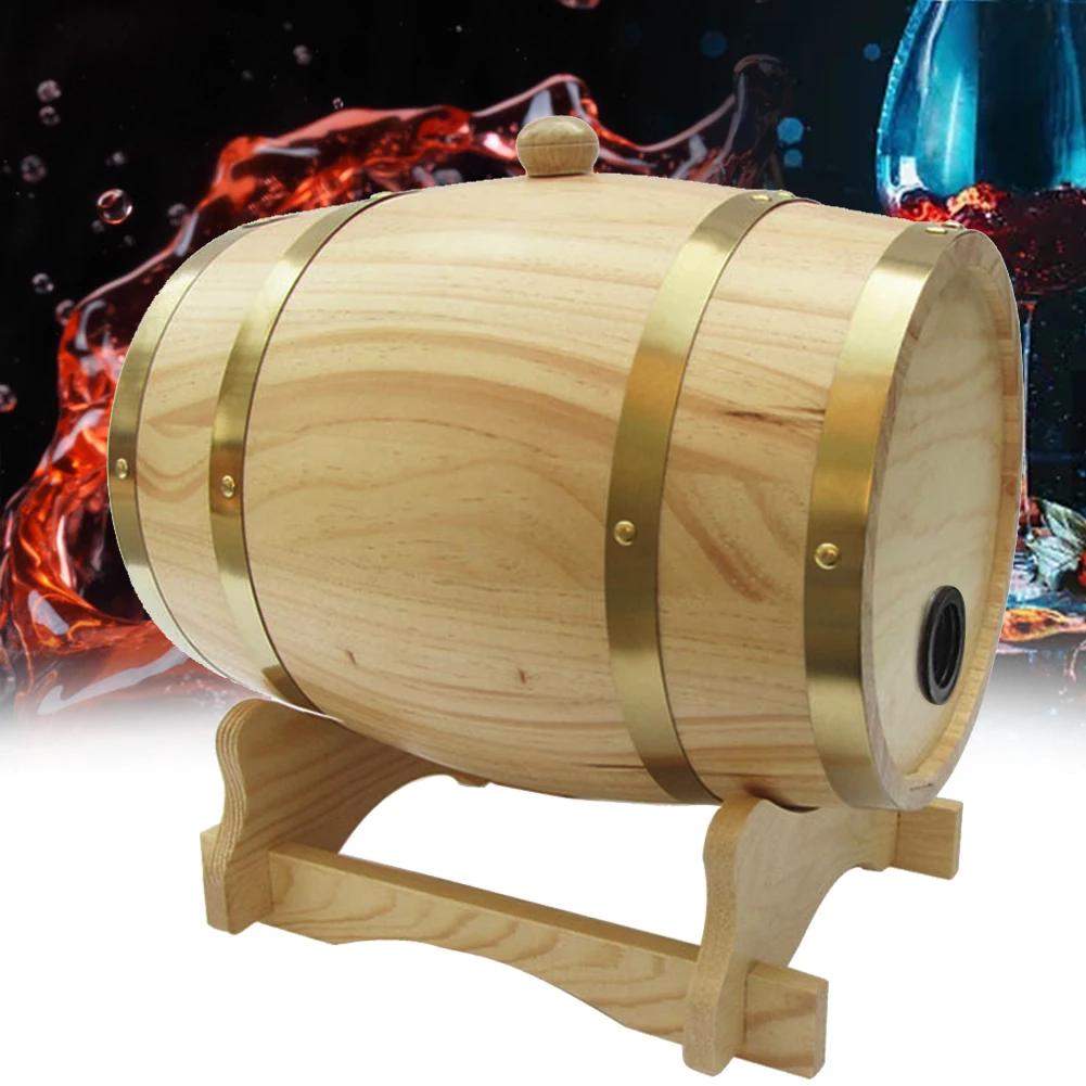 

3L Holder Rum Storage For Whiskey Wooden Wine Barrel Port Bucket With Stand Restaurant Decoration Beer Brewing Hotel Display