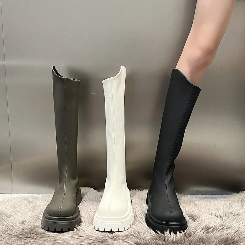 

New Fashion Women's Over The Knee Botas De Mujer Pu Leather Winter Women's Shoes Fashion Women's Boots Casual Shoes Size 35-40