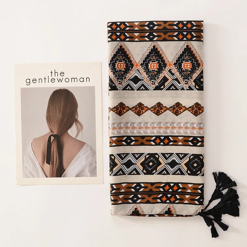 Эксклюзивный брендовый шарф для женщин, мягкий хлопковый платок с подвесками, вискозная мусульманская хиджаб, пляжное полотенце бохо, женская бандана головной платок.