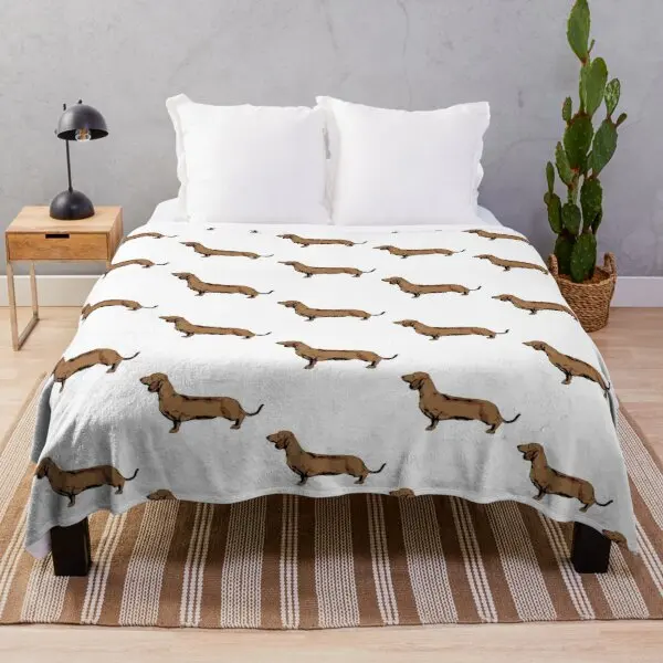 

Dachshund Dog Blanket Fleece Spring/Autumn Dog Lightweight Thin Throw Blankets for Sofa Car Bed King Queen Size Wiener Sausage