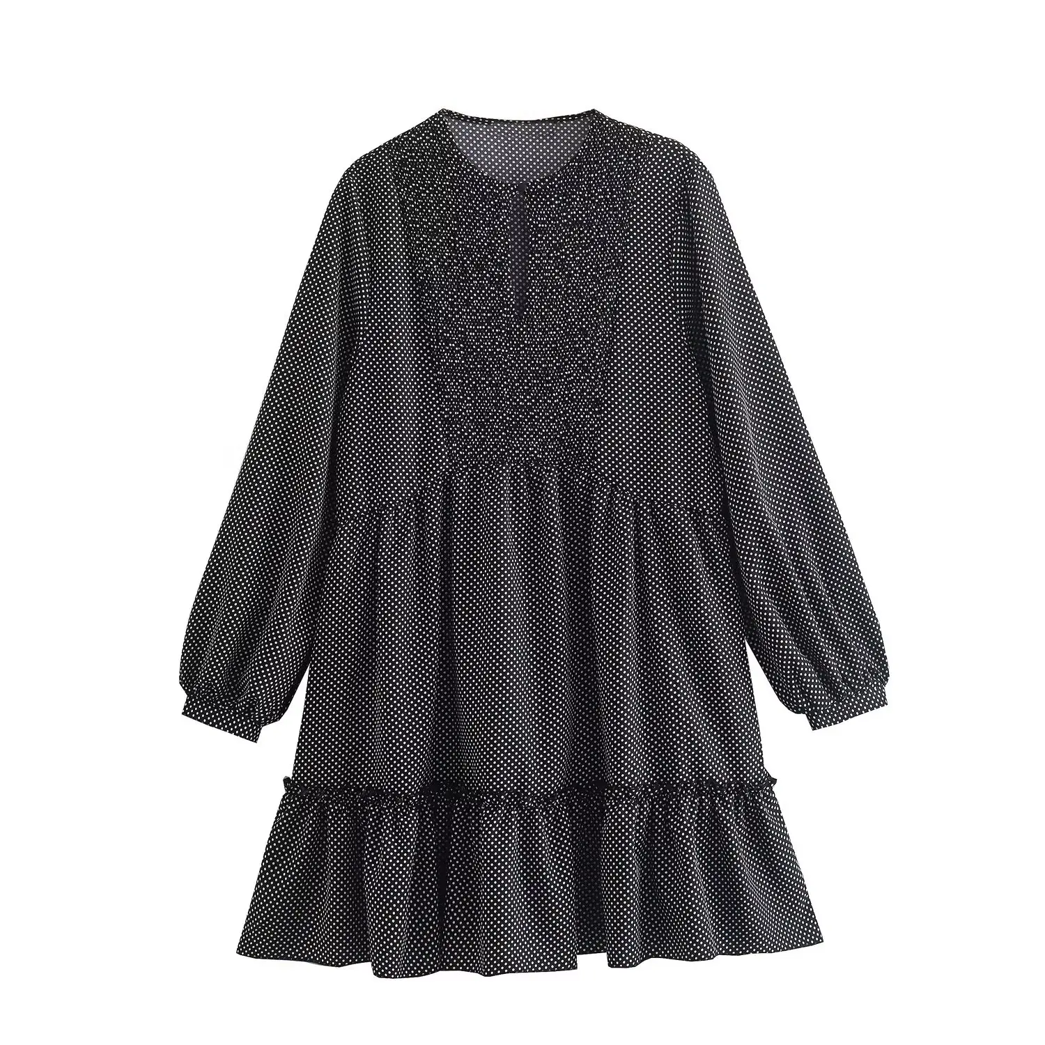 

Женское платье в горошек SuperAen, короткое свободное платье с круглым вырезом в европейском и американском стиле, новинка 2023