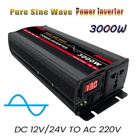 3000 Вт Инвертор 12 В 220 В чистый синусоидальный инвертор постоянного тока 12 В 24 В на 110 В переменного тока трансформатор напряжения преобразова...