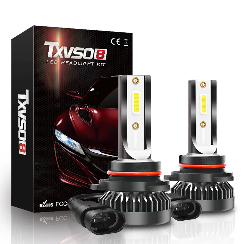 Txvso8 universal hir2 led faróis 80w mini auto 9012 lâmpadas de diodo para carro 12v branco luzes 6000k lampara |