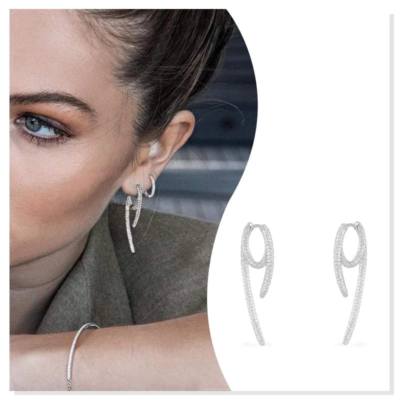 

Серьги из серебра 925 пробы с цирконом нестандартной геометрической формы, новинка 2020, модные праздничные подарки, роскошные и простые, высок...