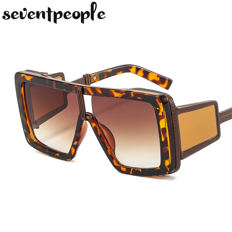 

Steampunk Oversized Square Sunglasses Men 2022 Luxury Brand Steam Punk Big Frame Sun Glasses for Women Fashion Flat Top Sunglass