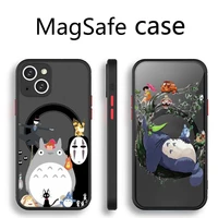 totoro spirited away ghibli miyazaki anime phone case transparent magsafe magnetic magnet for iphone 13 12 11 pro max mini