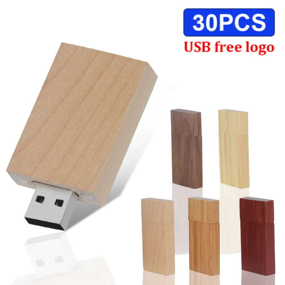 30pcs/lot Customize Wooden LOGO Free USB Pen Drive 4GB 8GB USB 2.0 Stick 16GB 32GB Flash Drive Exquisite Wood Photography Gift