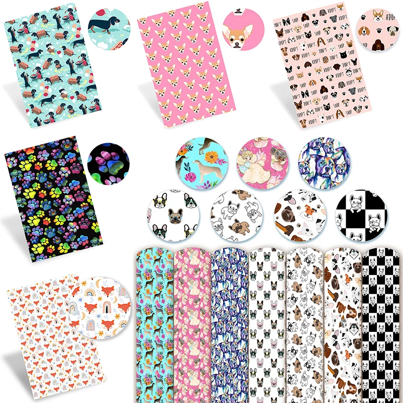 

Листы из искусственной кожи с принтом собаки для изготовления сережек, бантов для волос, животных, щенков, шитья, рукоделия «сделай сам», тка...