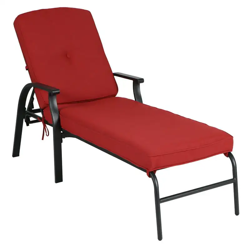 

Park Cushion Steel Outdoor Chaise Lounge - Red