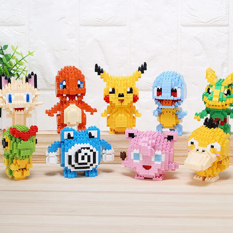 

TAKARA TOMY 71 styles Pokemon Pikachu Building Blocks 3D DIY Educational Model Ornament Mewtwo Micro Small Assembled Block Brick