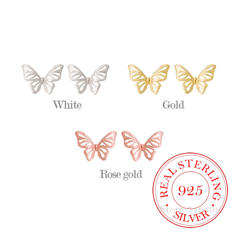 

Женские серьги-гвоздики из серебра 925 пробы с изображением животных и бабочек