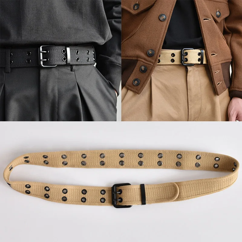 

Ремень брезентовый унисекс, двухрядный мужской нейлоновый ремень с пряжкой с язычком, уличный тканевый пояс