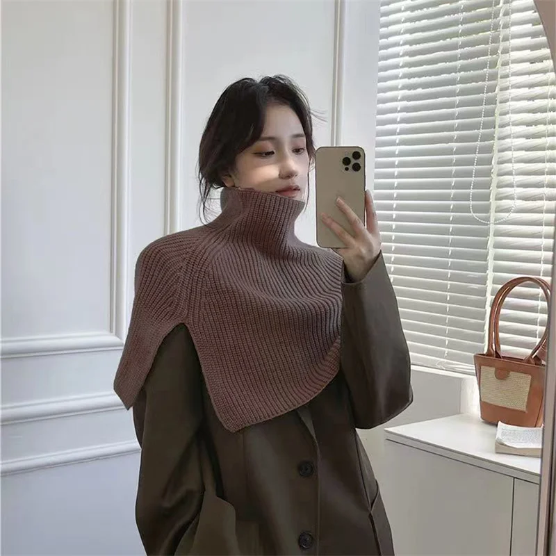 Пуловер шарф вязаная шаль зимний пальто с накладным воротником нагрудник теплый