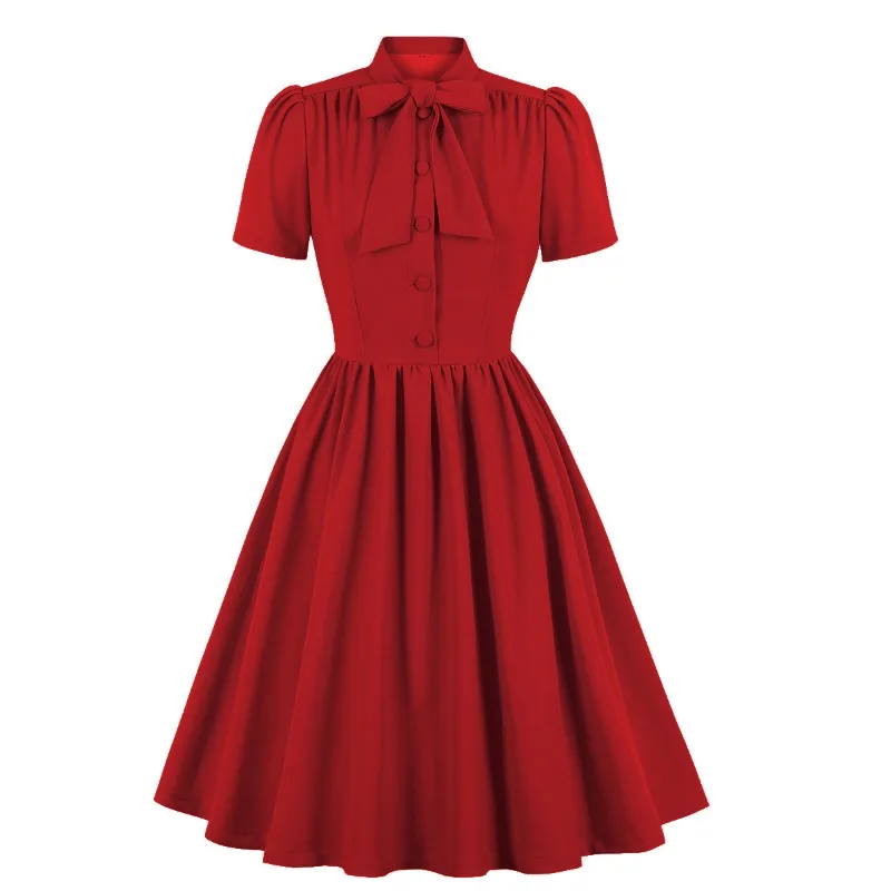

Women's Fashion Temperament Vintage Lapel Lace Up Commuter Retro Women's Dresses Woman Clothing New In Dresses Elegance Dress