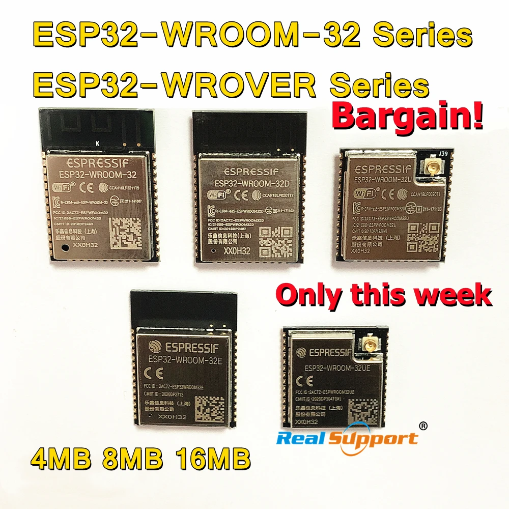 

Bargain! ESP32-WROOM-32/32D/32E ESP32-WROVER-E/B/IB ESP32-WROOM-32D ESP32-WROOM-32E ESP32-WROOM-32U ESP32-WROVER-IB Espressif