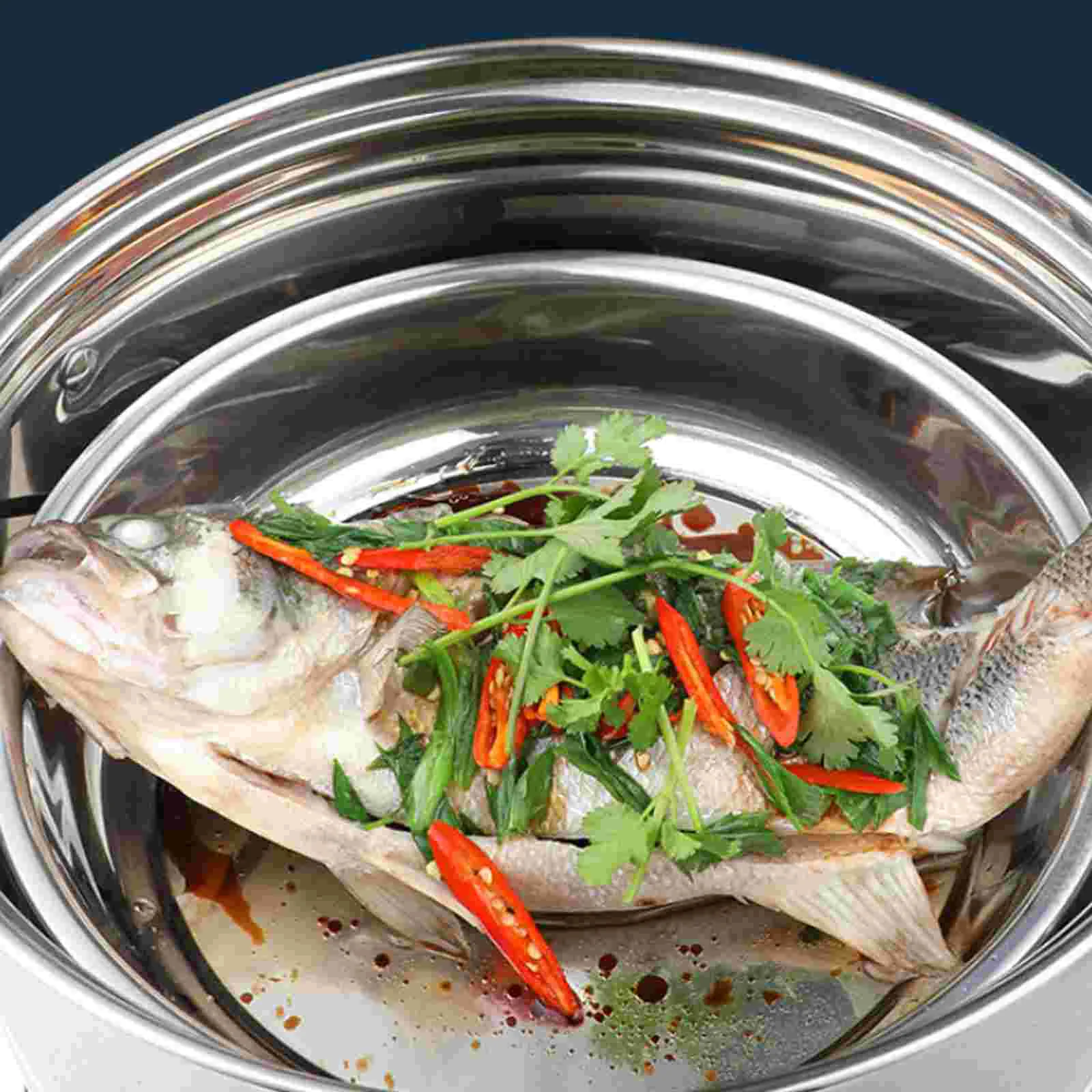 

Steamer Pan Tray Steel Stainless Turkey Rack Roasting Basket Plate Dumpling Dish Steaming Round Plates Dim Sum Roaster Serving