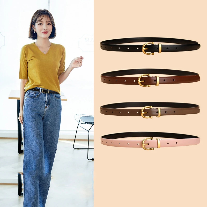 

Women's Leather Belt Thin Corset Retro Beltversatile Decorative Jeans Dress Designer Waistband Belts for Women 105cm