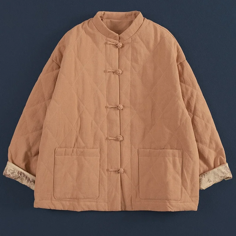 Bupu Home 2024 зимнее новое ржаво-желтое льняное и хлопковое толстое теплое маленькое