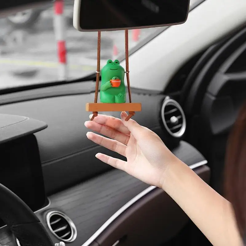 Зеркало заднего вида качели лягушка украшение для автомобиля милое внутреннее