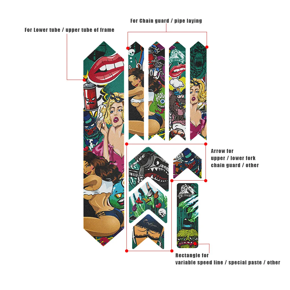 Защита рамы велосипеда 3D ПВХ светящийся чехол водонепроницаемое Украшение