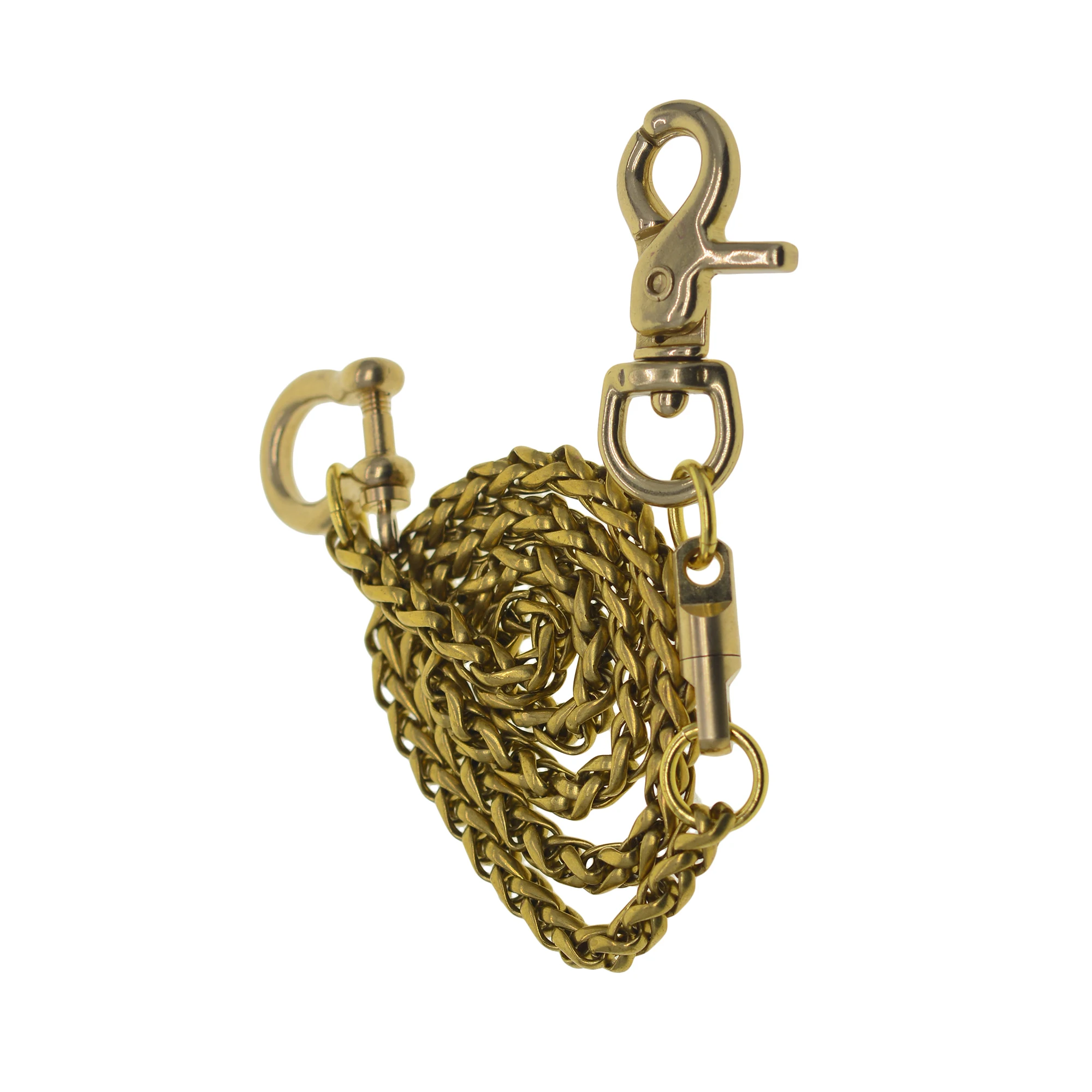 

vintage Brass wheat wallet jean trousers swivel chains Itlay basket snake chain D shackle connector lobster clasp keychains