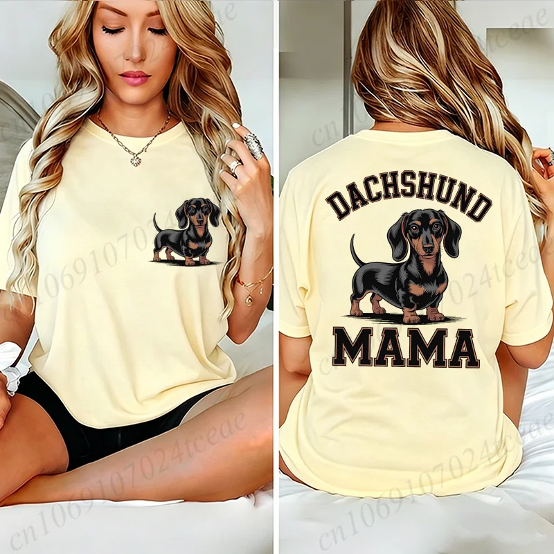 Фото Футболка с рисунком Dachshund Mama для женщин, повседневные летние футболки с короткими рукавами и круглым вырезом, футболки Dachshund Mama для любителей домашних животных, подарки №5
