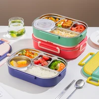eco friendly new 304 stainless steel bento lunch box japanese students canteen with stand microwave plate lunchbags for children