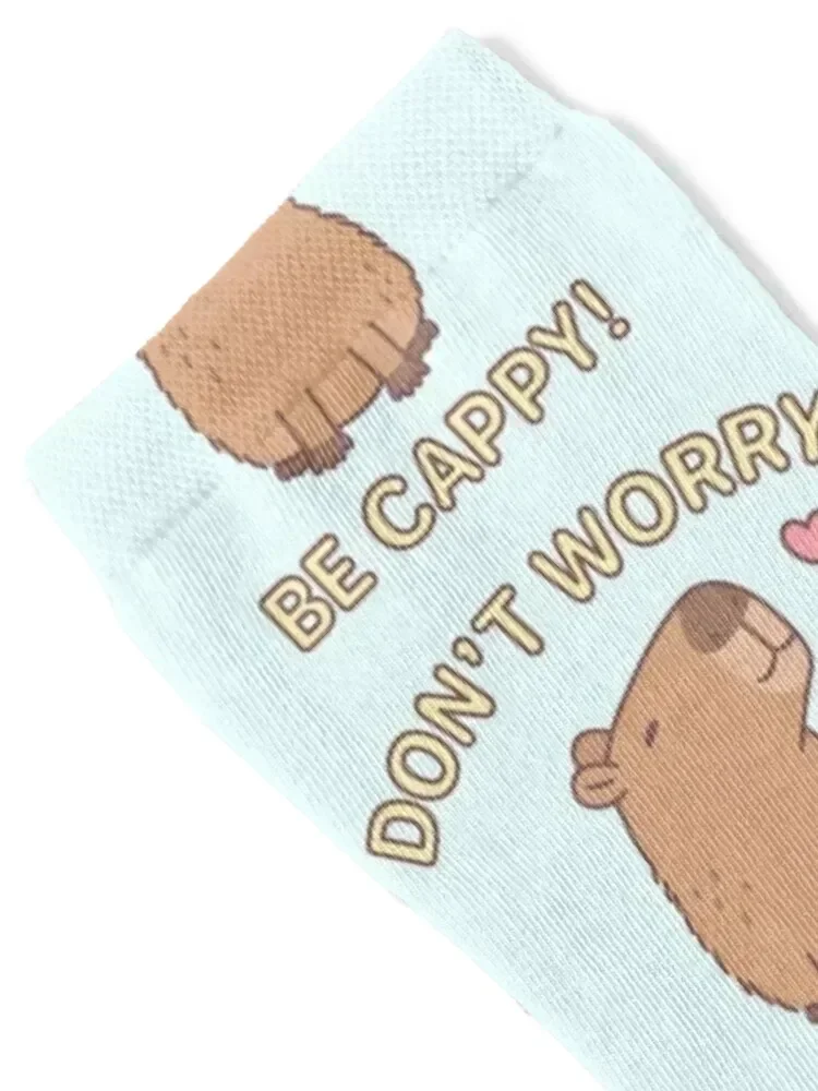 Фото Забавные носки Don't Worry Be Cappy, Happy Capybara, милые рождественские спортивные спортивные чулки на заказ, женские и мужские носки №2