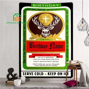 Jagermeister Deer Printed Tapestry Home Bar Wall Hanging Bar Style Wall Tapestry Flag Wall Art Decor 5 Sizes