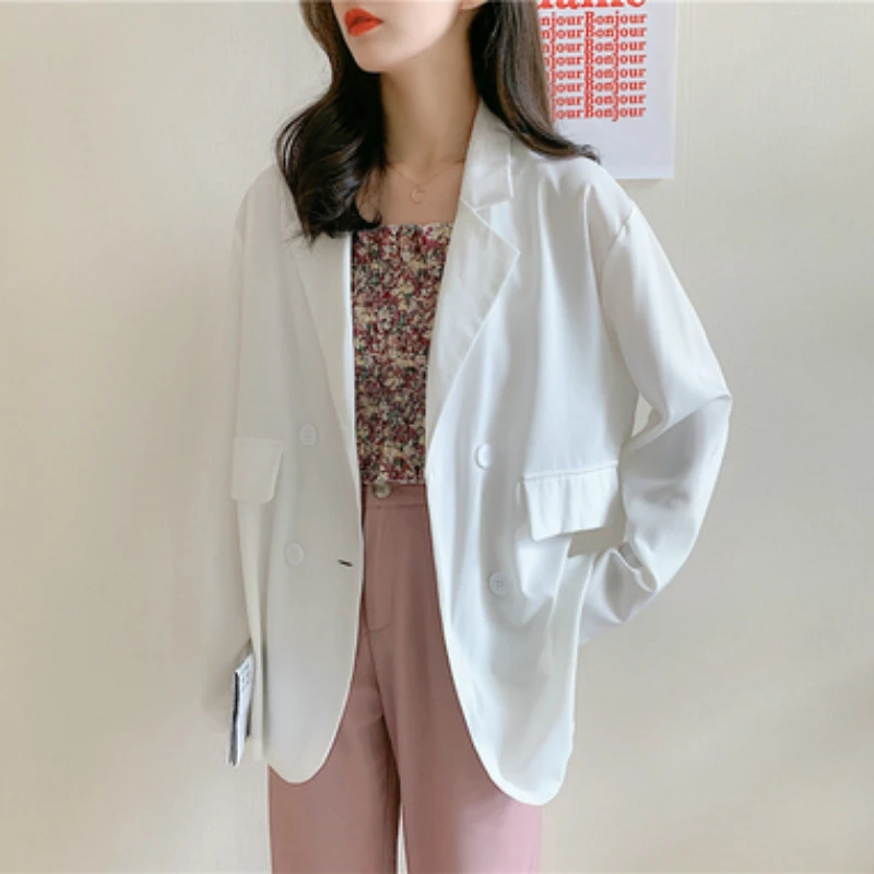 Solid Color Casual Office Blazer Korean Fashion Preppy Style Work Formal Suit Student Chic Clothing Commute Wear Business Blazer