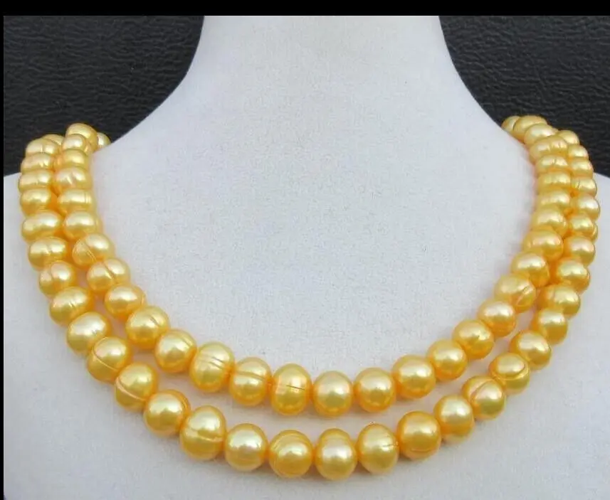 

Huge AAA 35" Baroque10-11mm Real Natural Golden South Sea Pearl Necklace